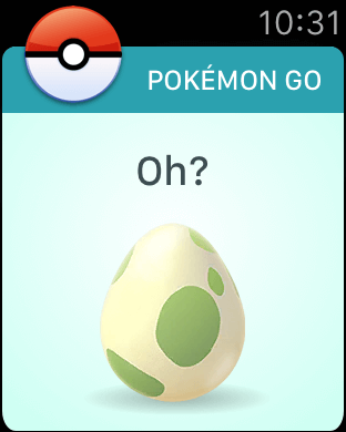 An egg hatching in Pokémon Go for Apple Watch.