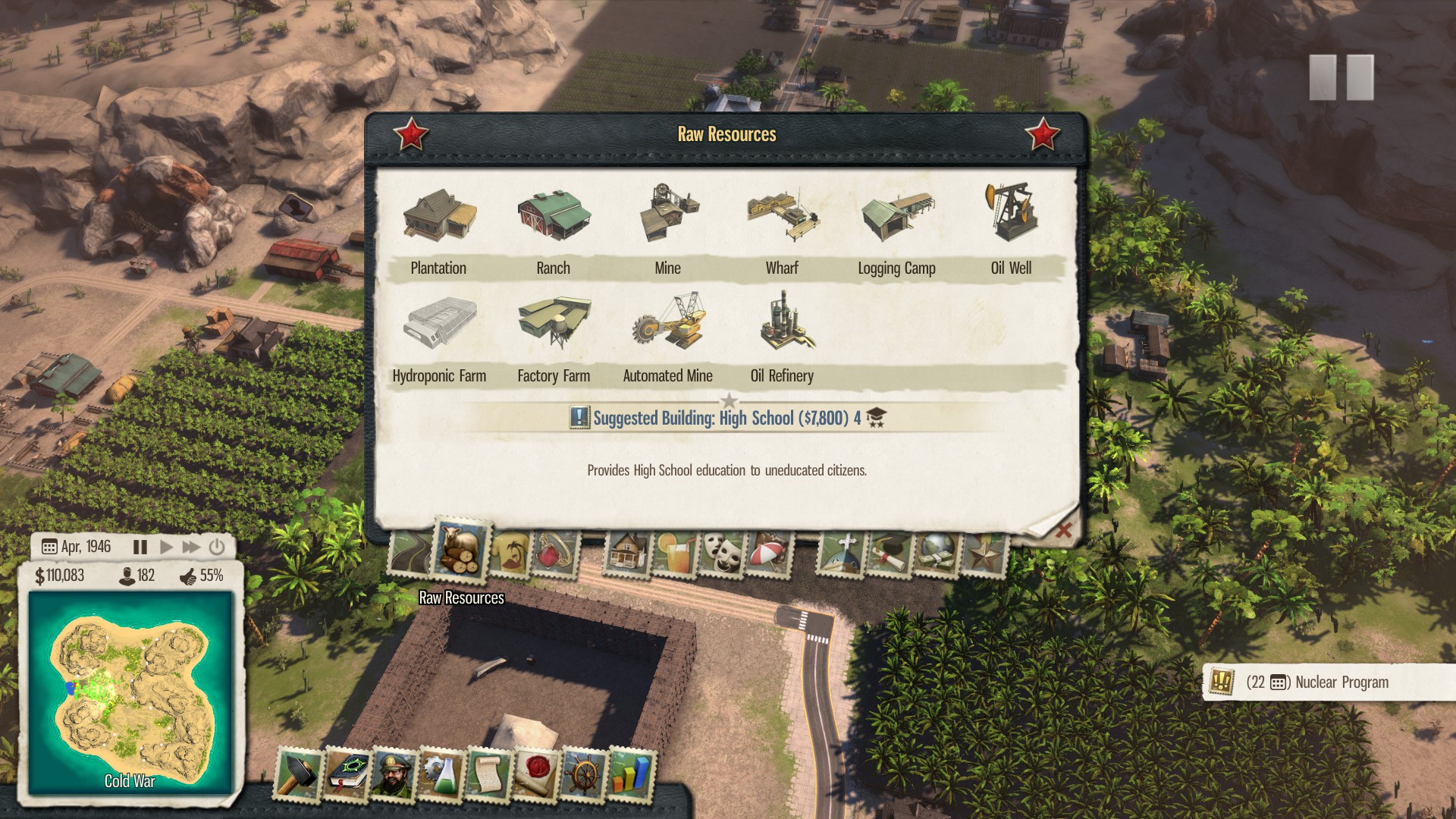 Tropico 5 Build Screen