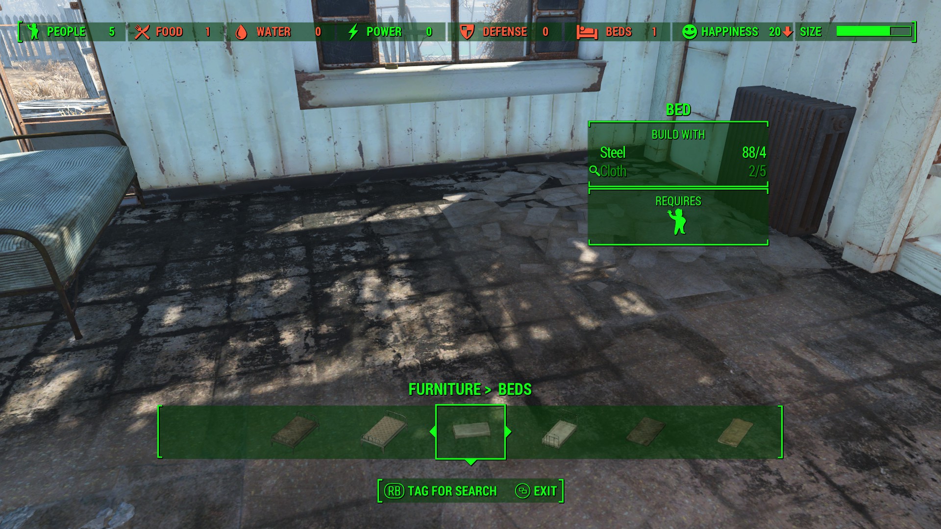 Hit the right bumper to put a magnifying glass next to any item that may contain that materials you need.