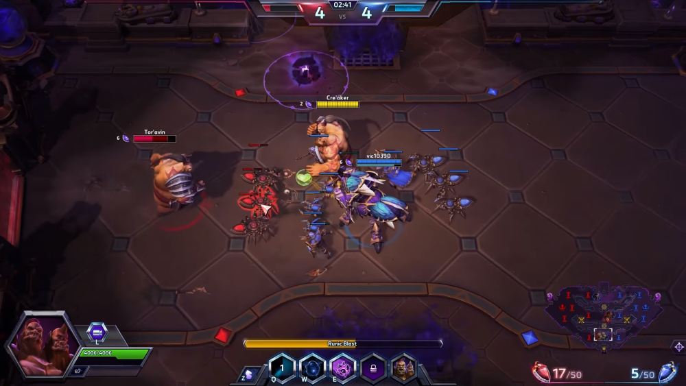 When Cho throws out the Rune Bomb, a timer will appear for Gall to detonate it with Runic Blast.