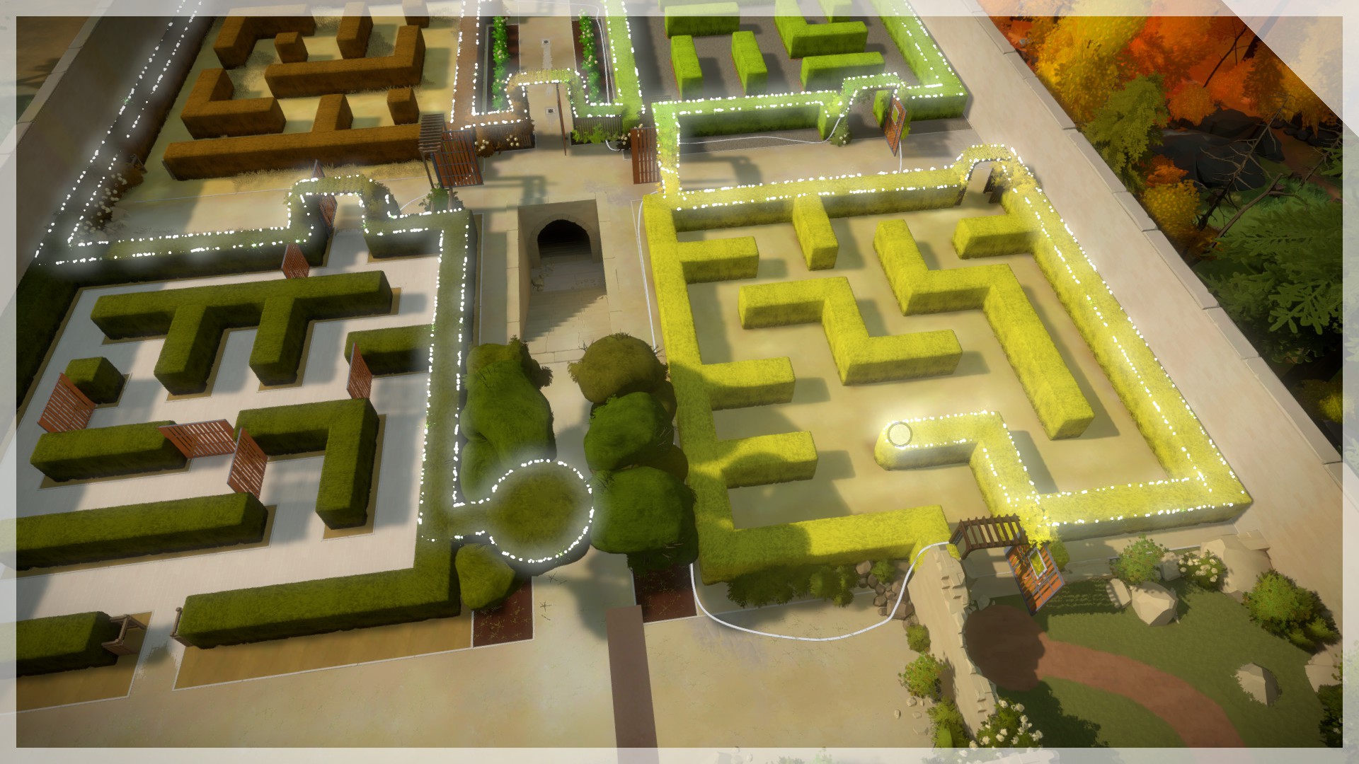 The hedge tower maze is fun!