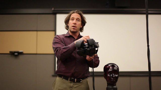 Bailenson with his VR headset in Standford's VHIL.
