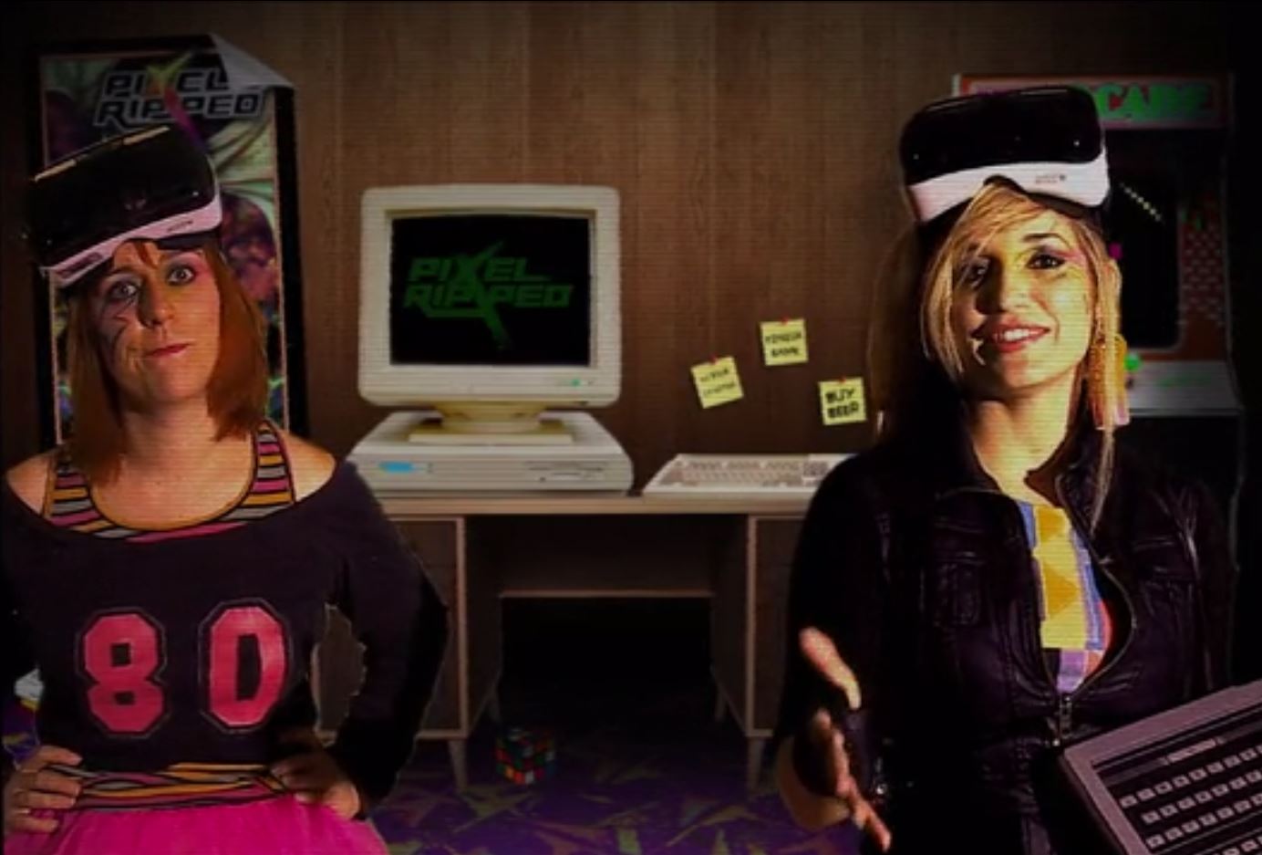 Keegan and Ribeiro getting into the '80s spirit for Kickstarter.
