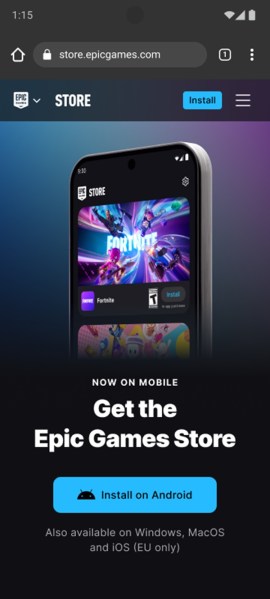 These is step on for installing the Epic Games Store on Google Play.