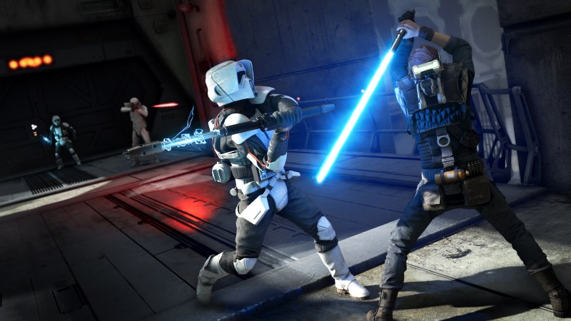 I have my money on the guy with the lightsaber.
