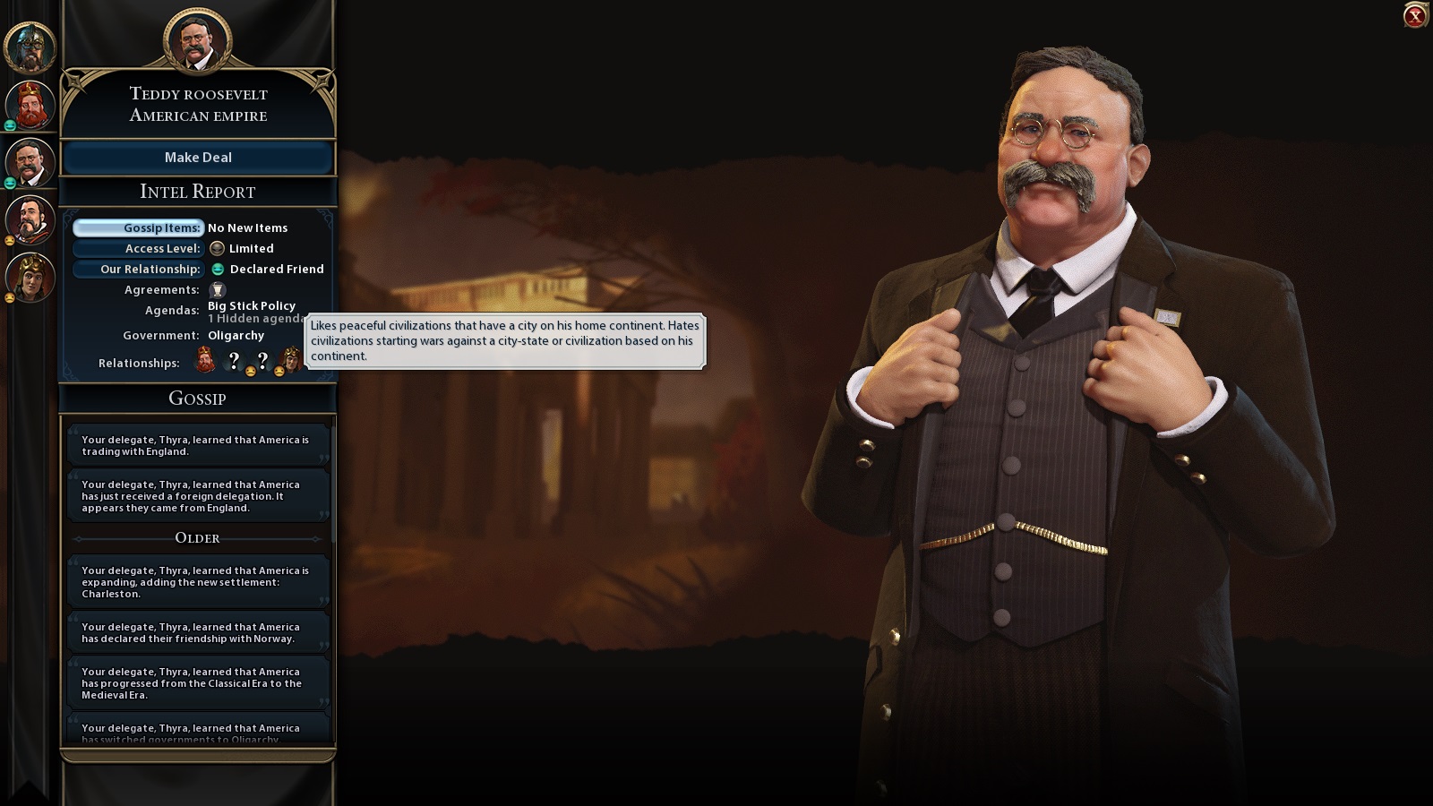 America's Teddy Roosevelt is all about his Big Stick.