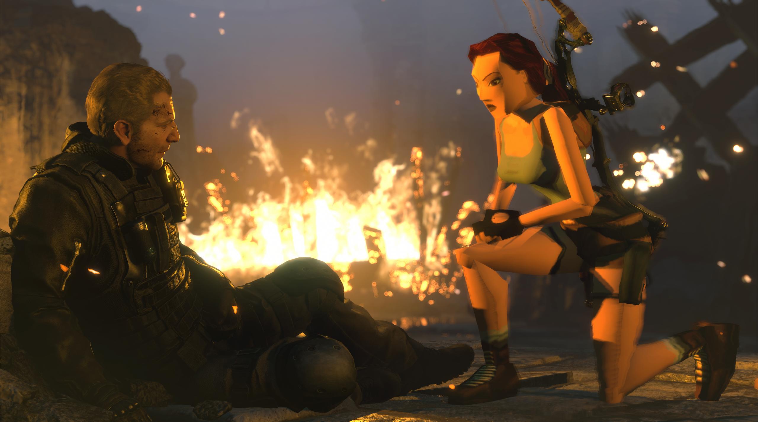 You can play with classic Lara Croft in Rise of the Tomb Raider.
