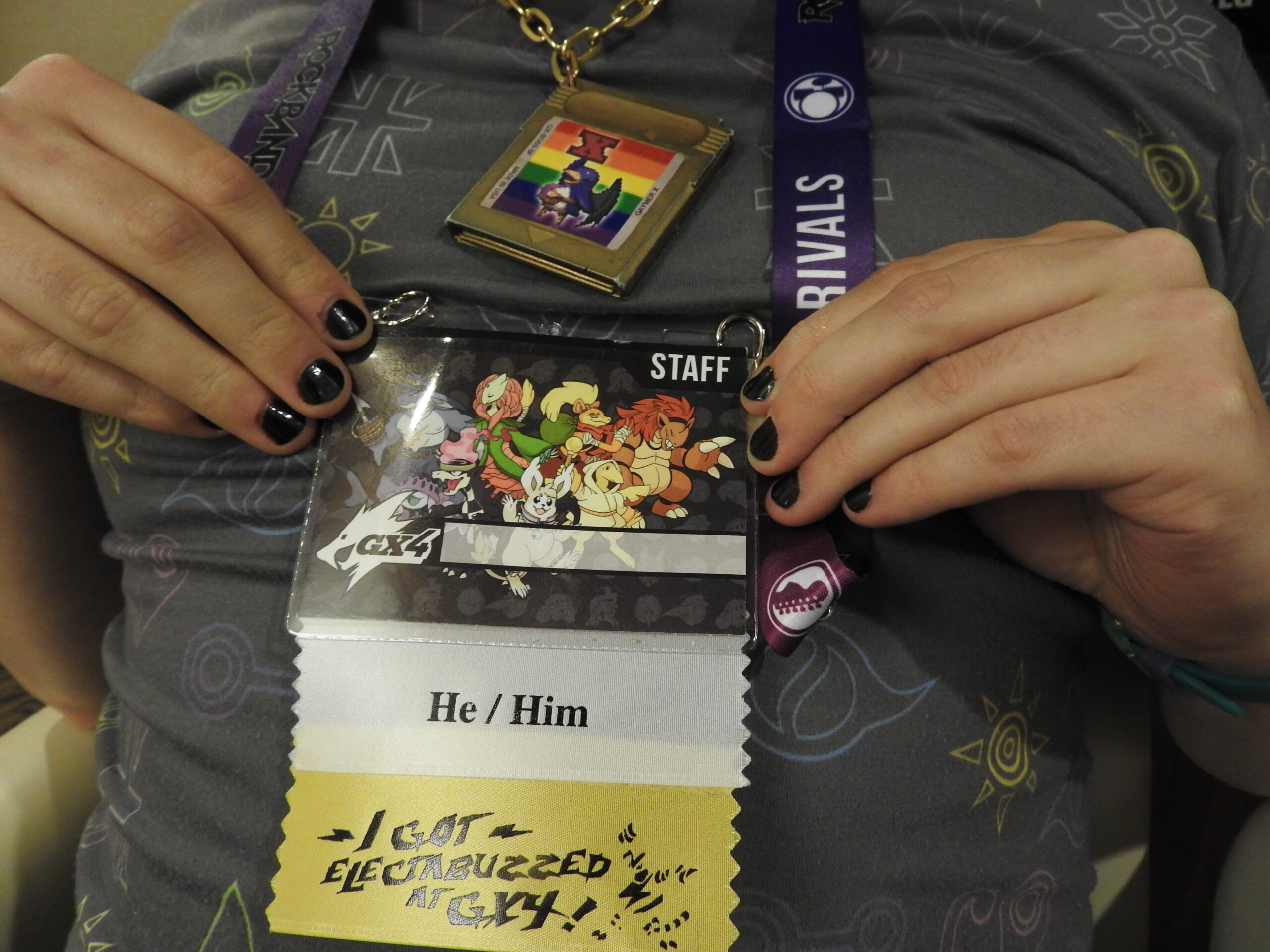Matt Conn's pass for GaymerX notes he prefers to be called a "he/him."