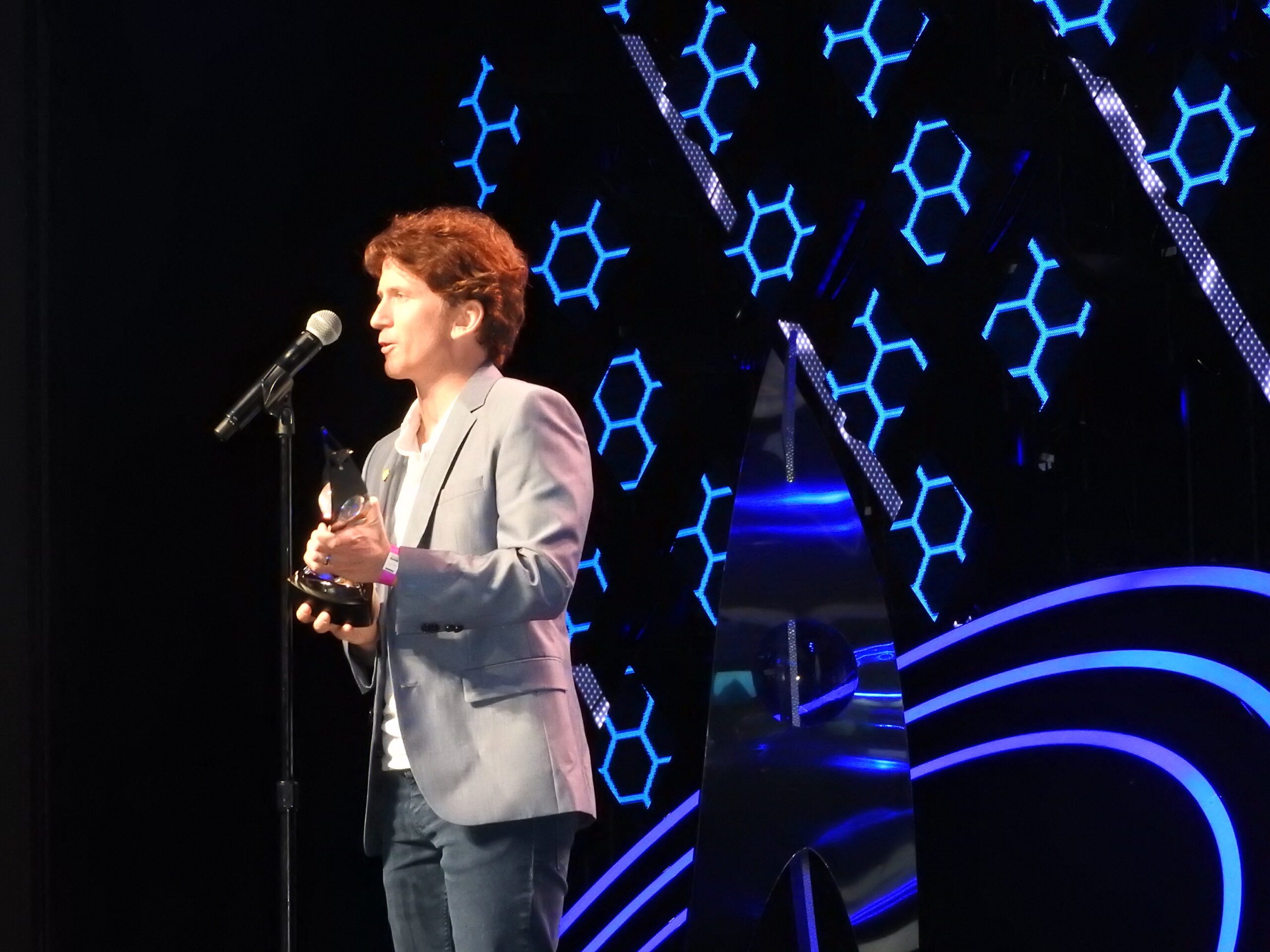 Todd Howard, creative director at Bethesda Game Studios, accepts Game of the Year award at the DICE Awards.