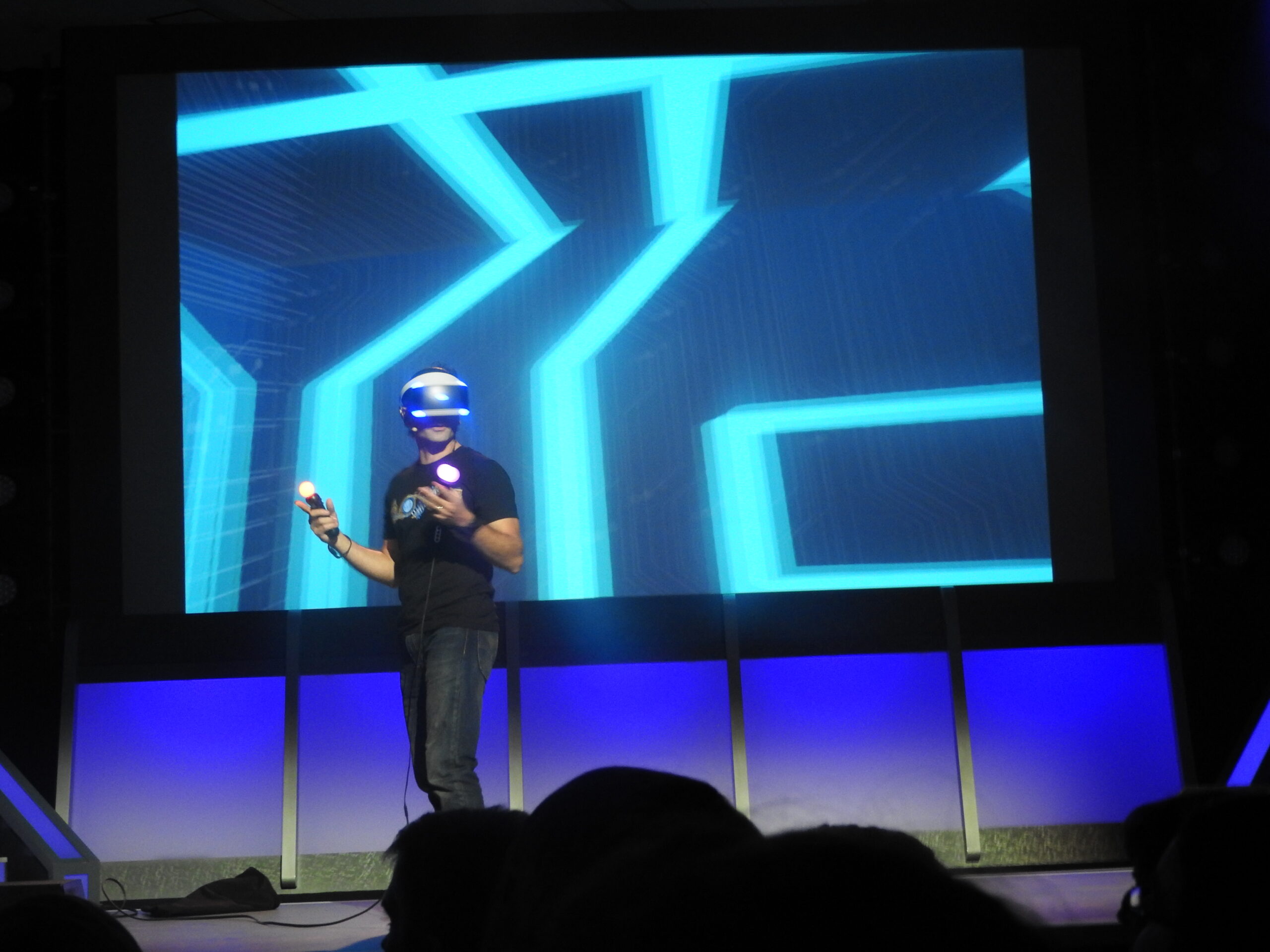 PlayStation VR demo on stage at the PSX event.