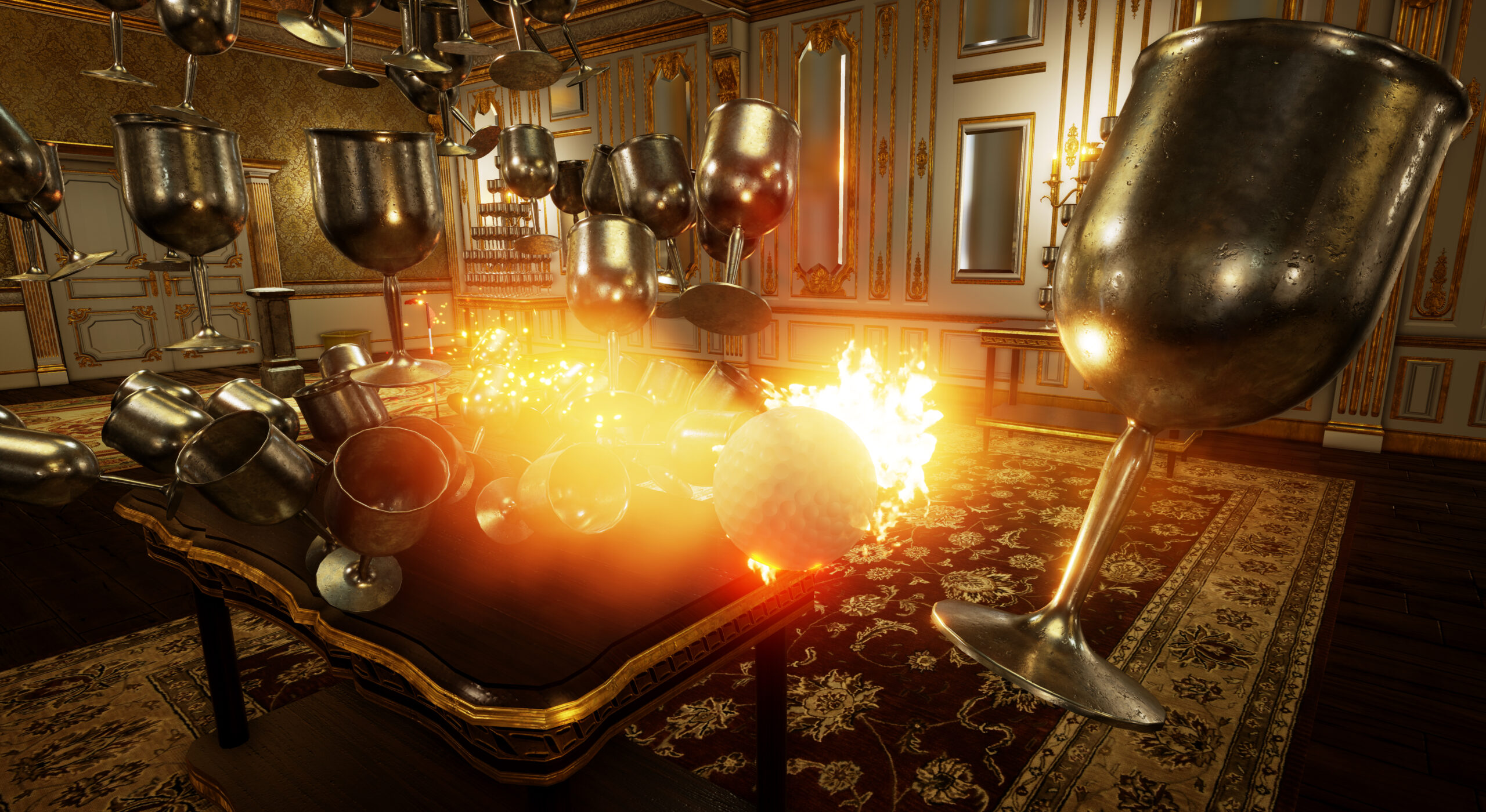 Exploding golf balls smashing expensive silver goblets? That's Dangerous Golf.