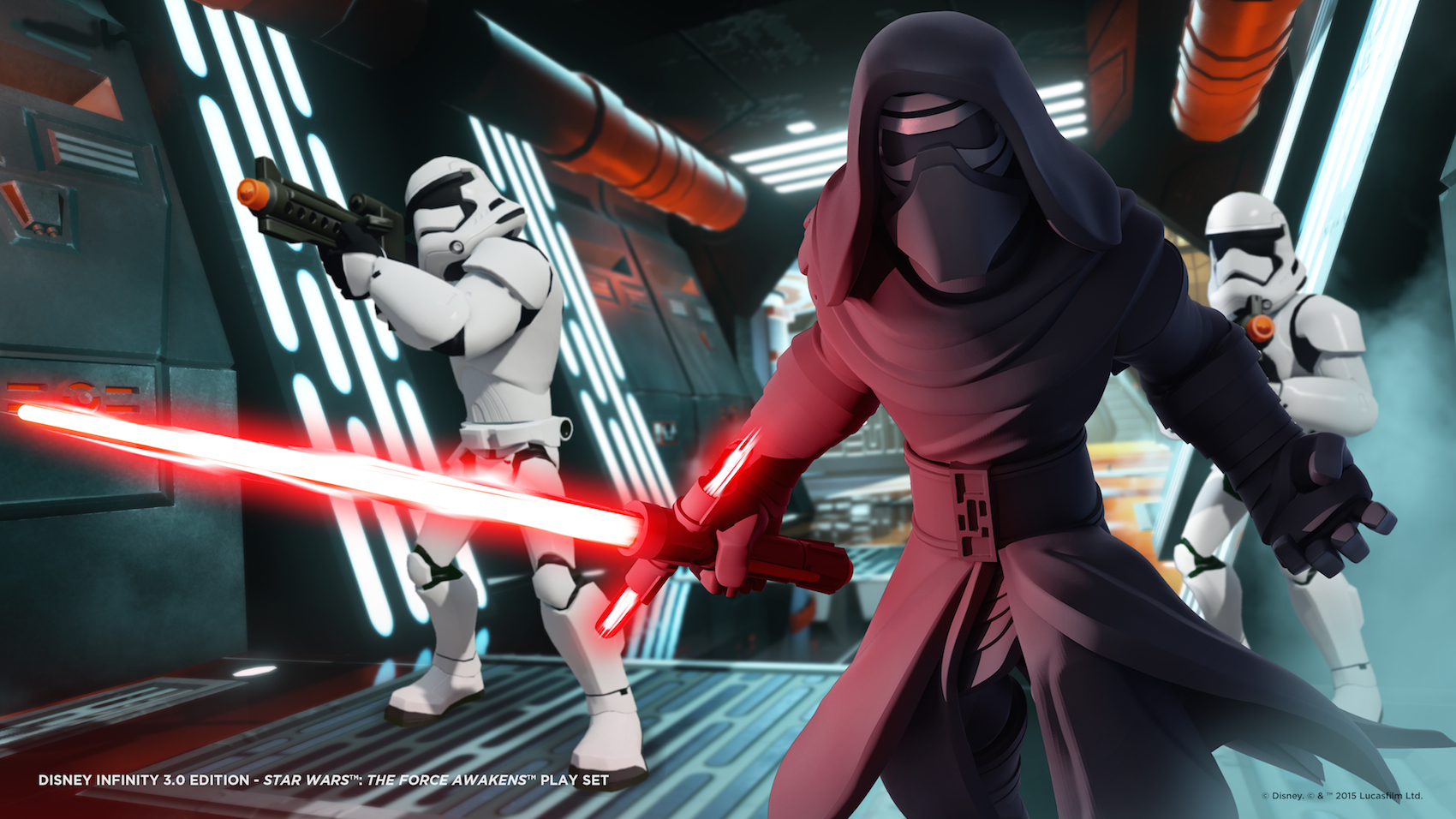 Kylo Ren and the First Order stormtroopers.