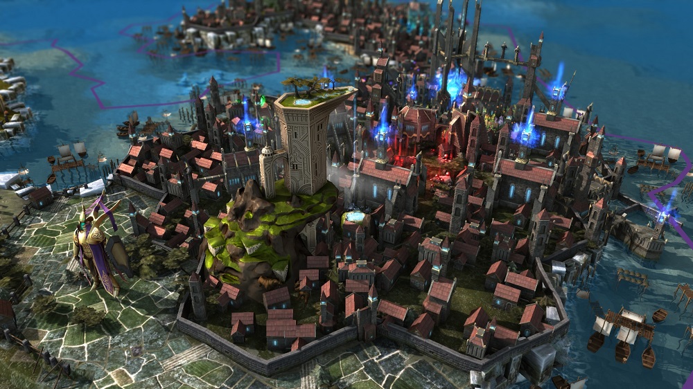 One of Endless Legend's cities during its late game.