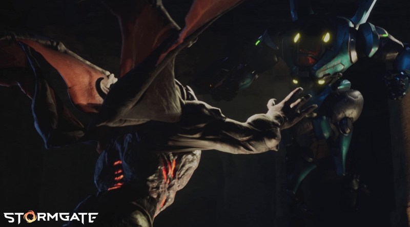 Humans vs. fantasy creatures in Stormgate.