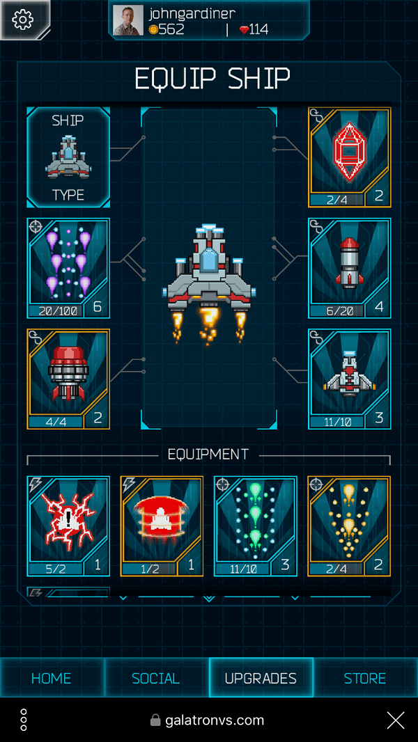 You can equip different weapons in Galatron.