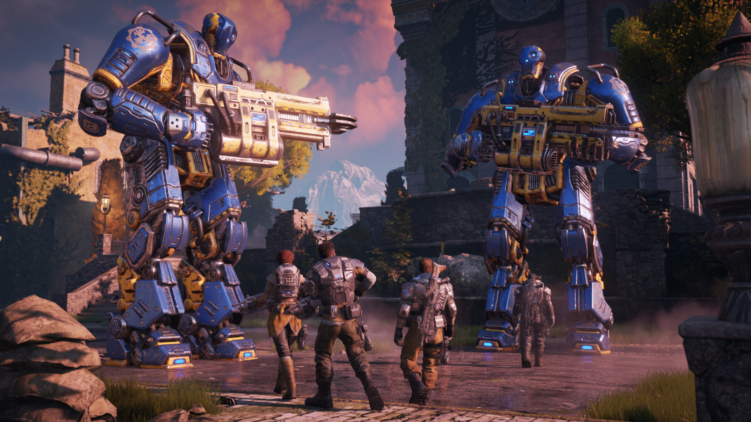 Giant mechs in Gears of War 4.