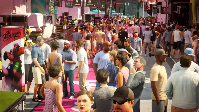 The big crowd in Hitman 2's Miami level.