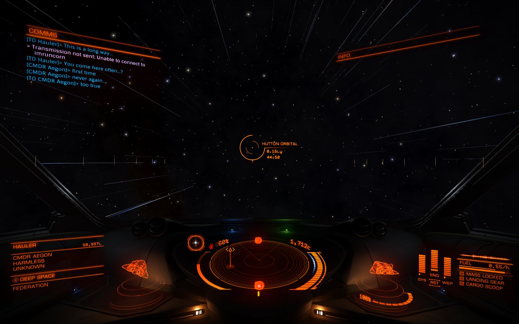 Chatting with a fellow trader on a long trip.