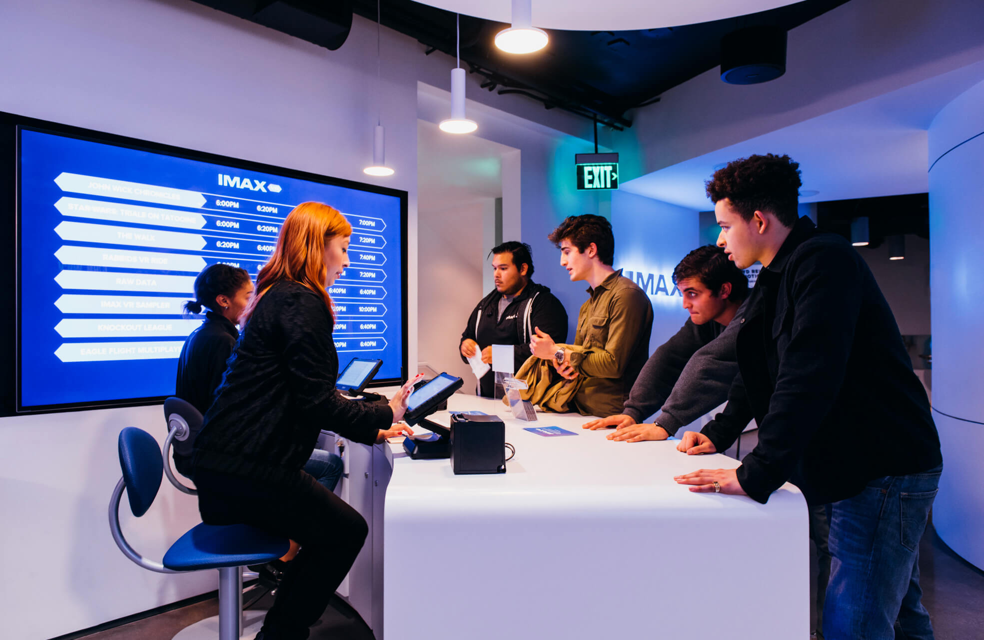 The reception area of the VR arcade.