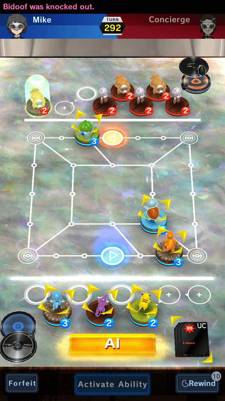 A battle in Pokémon Duel.