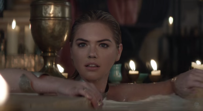 Kate Upton in the Game of War Super Bowl commercial.