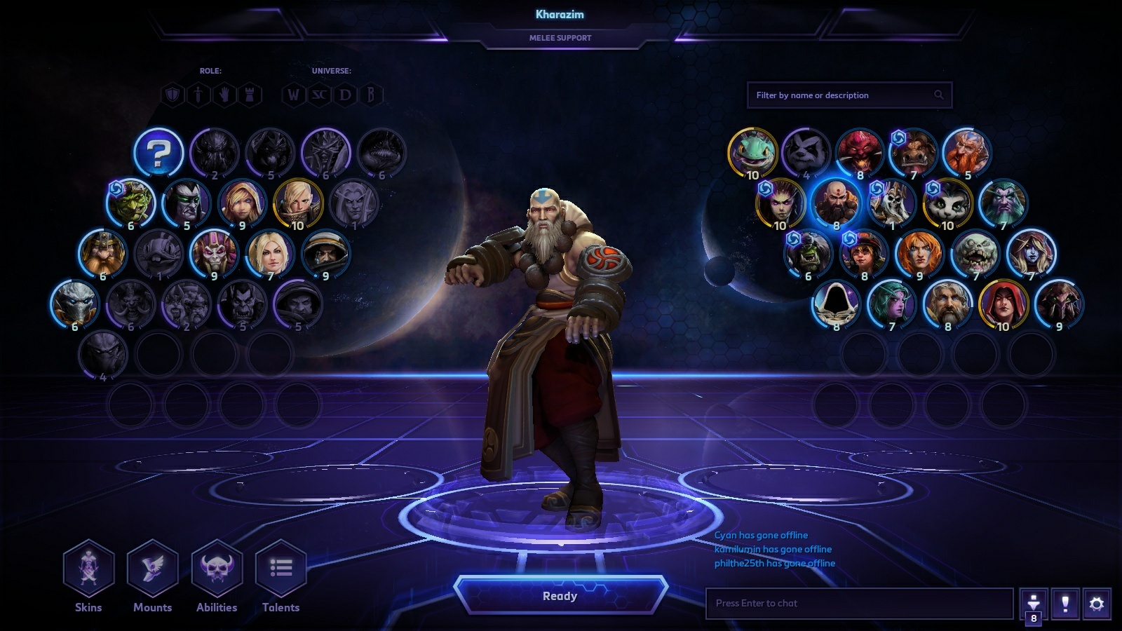 Kharazim's skill tree is a handful.