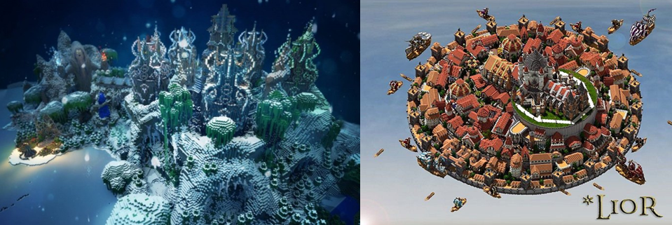 Compare screenshots from Diablo III and the intricate structures that players build block-by-block in Minecraft.
