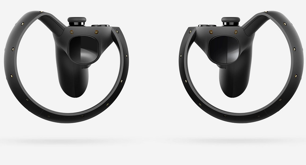 The Rift headset with the Touch controllers.