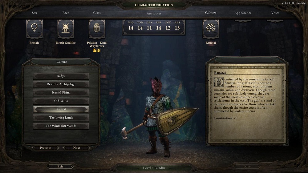 A Death Godlike can be of any race -- such as this dwarf woman -- or class, like a paladin.