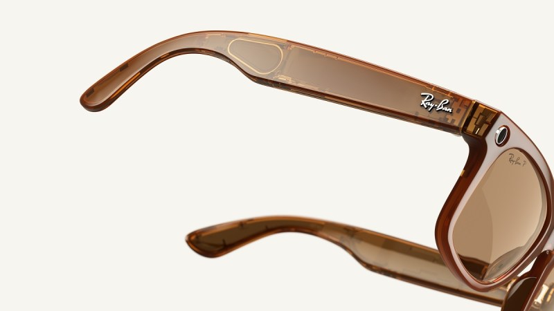 Meta Ray-Ban smart glasses. This is the caramel Wayfarer model.