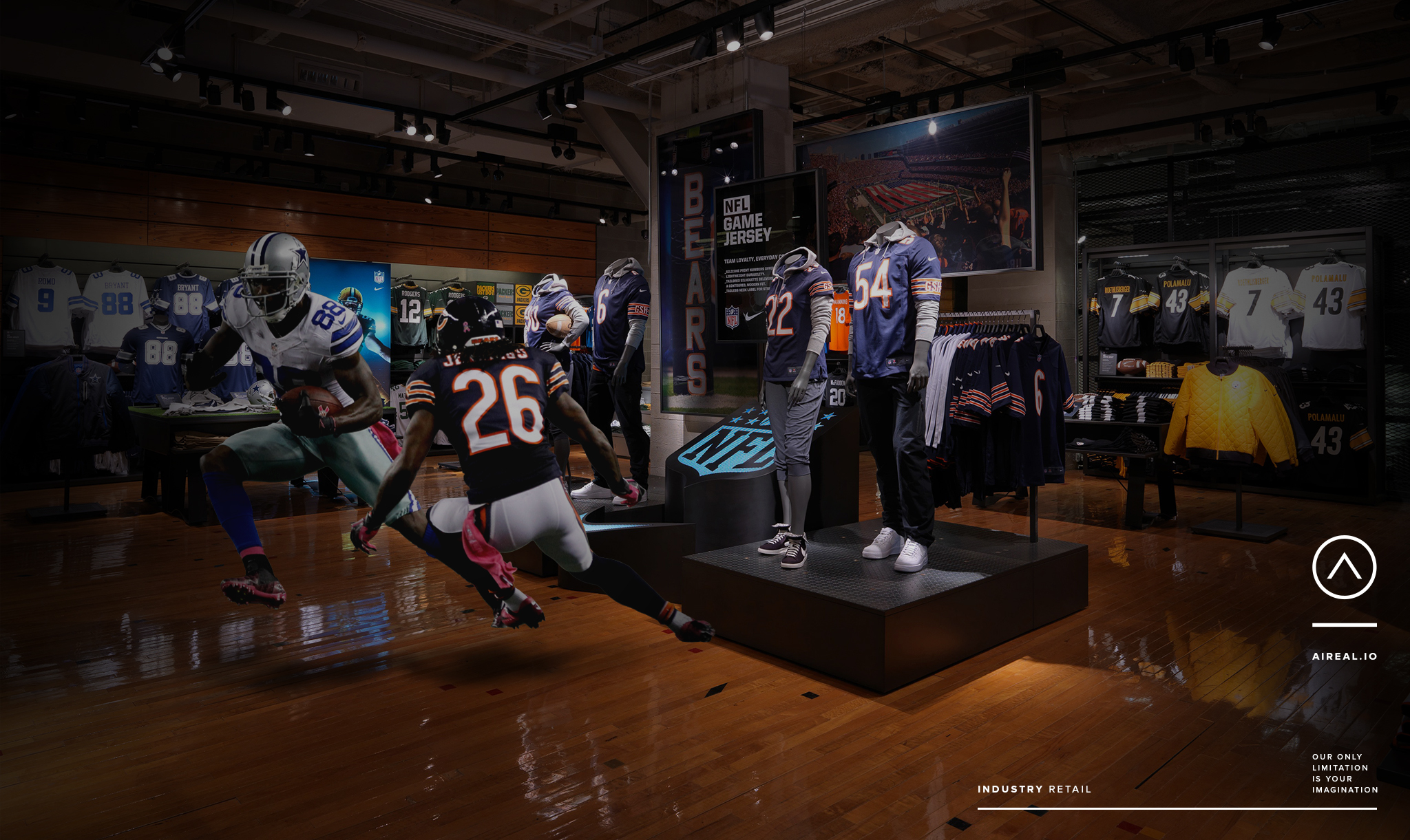 Football players in a sporting goods store? It's possible with Aireal's AR tech.