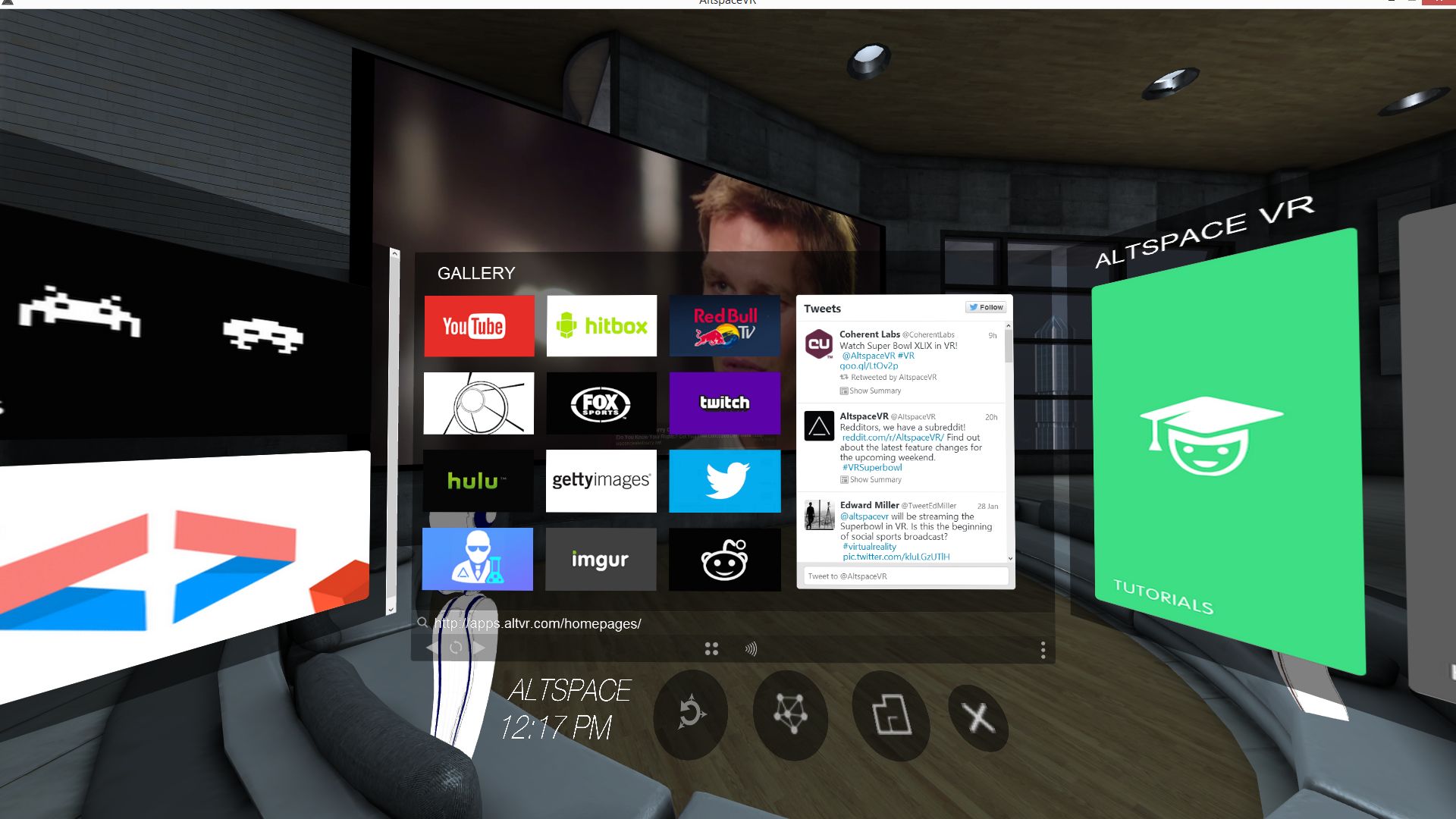Each user in Altspace has access to their own personal browser.