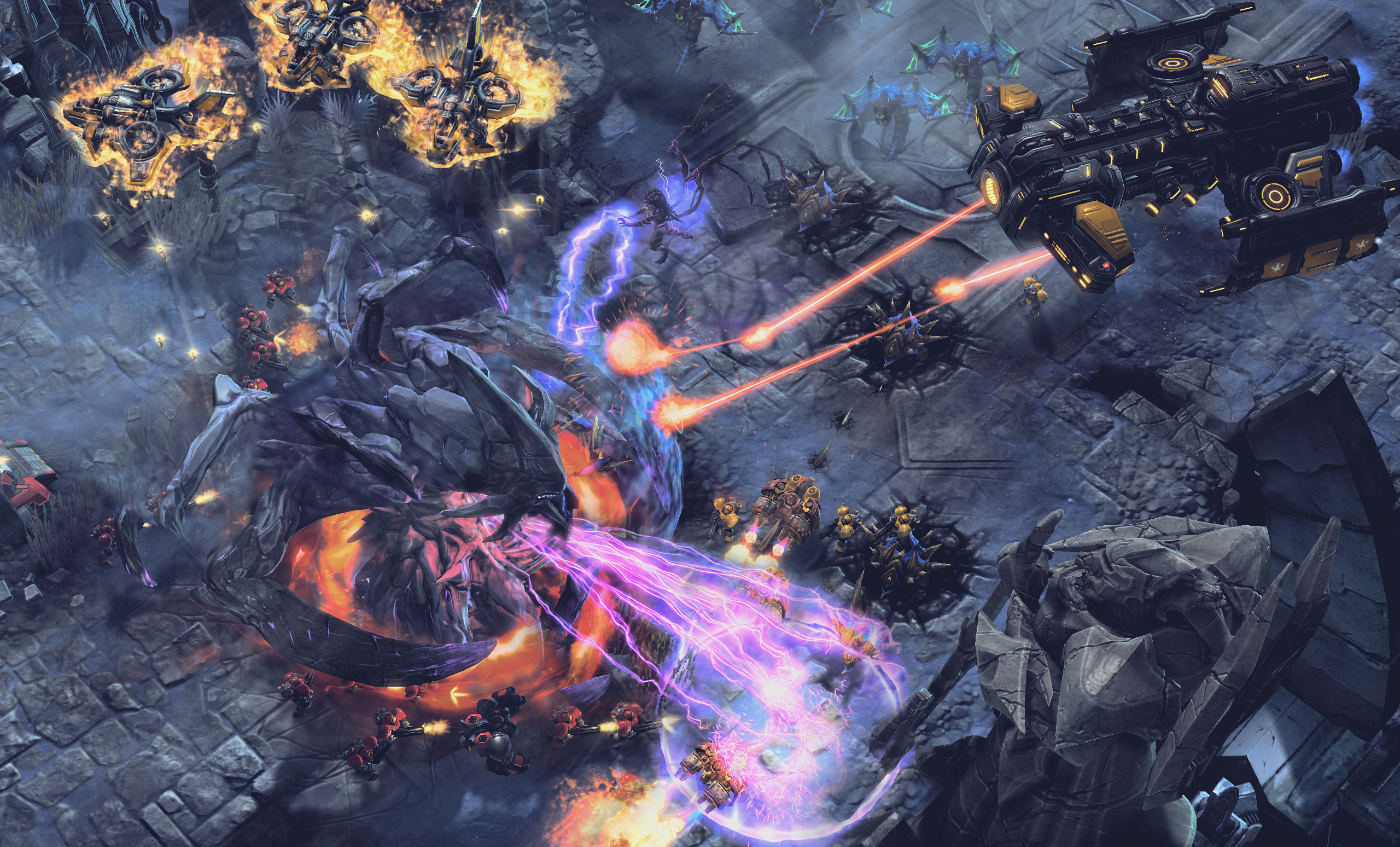 Big battles are signature Blizzard RTS design.