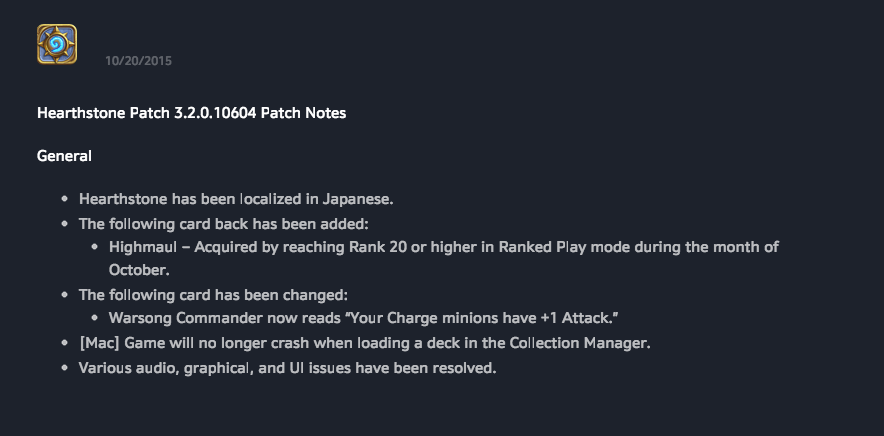 The 3.2.010604 Patch Notes -- aka, the day Patron Warrior died.