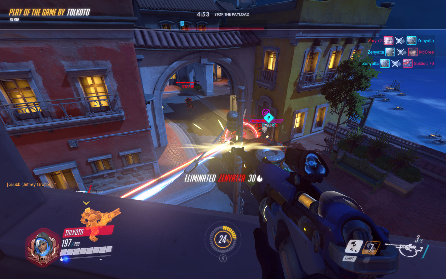 Get eliminated by Ana.