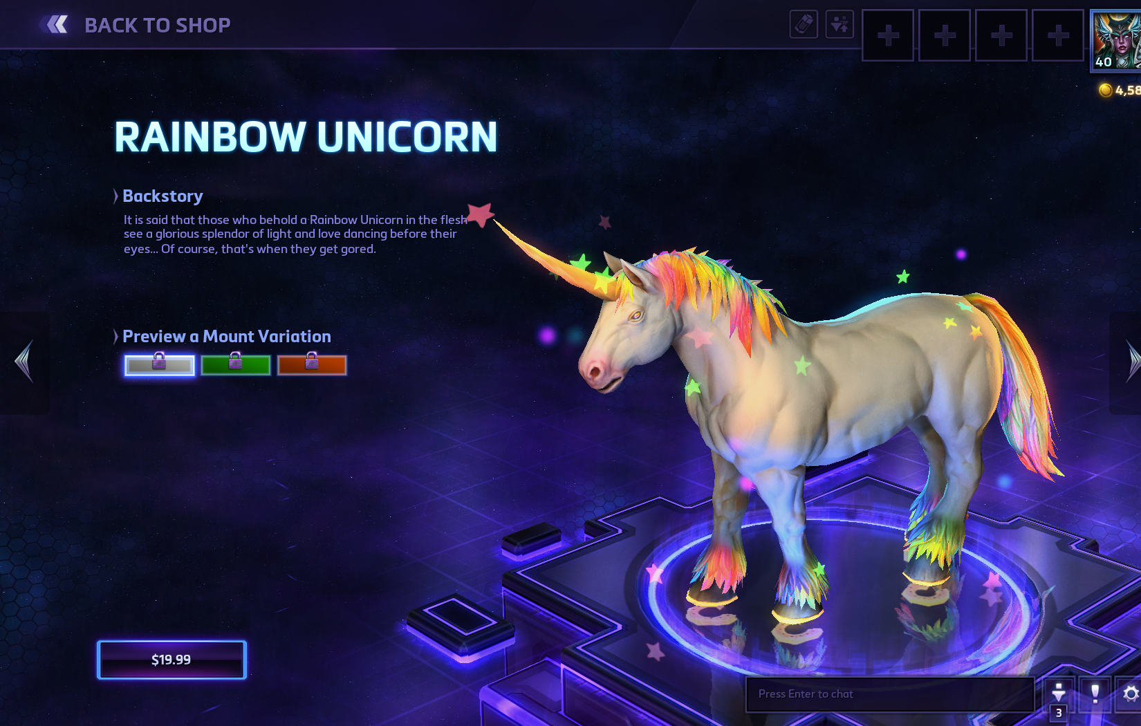 Heroes of the Storm Rainbow Unicorn Mount
