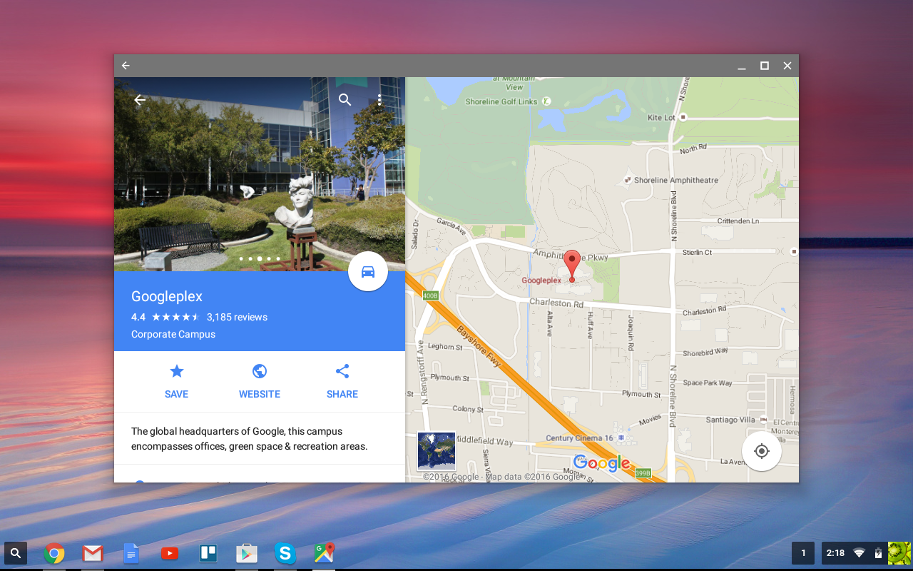 Google Maps is now native on the Chromebook.