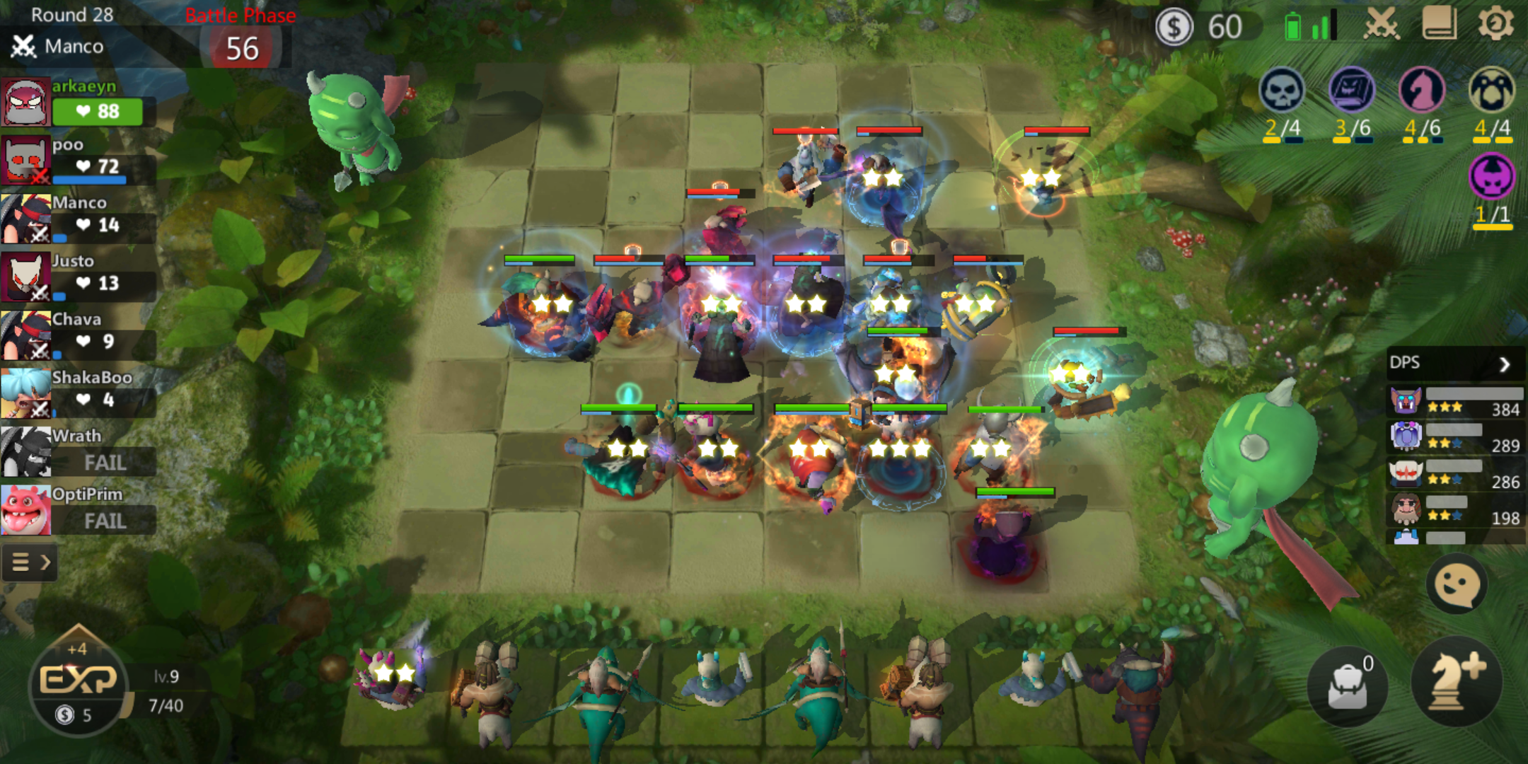 The chaos of a full fight in Auto Chess' mobile version...