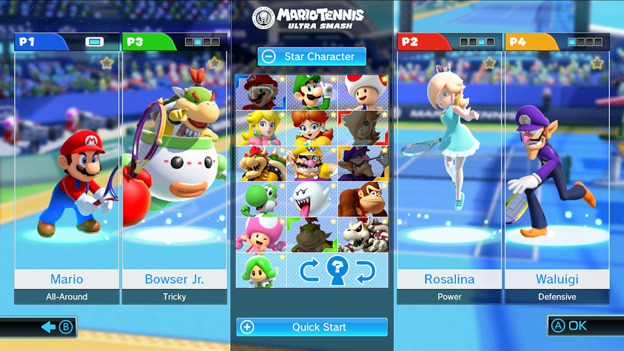 Mario Tennis Ultra Smash's character selection screen. Yeah...that's it.