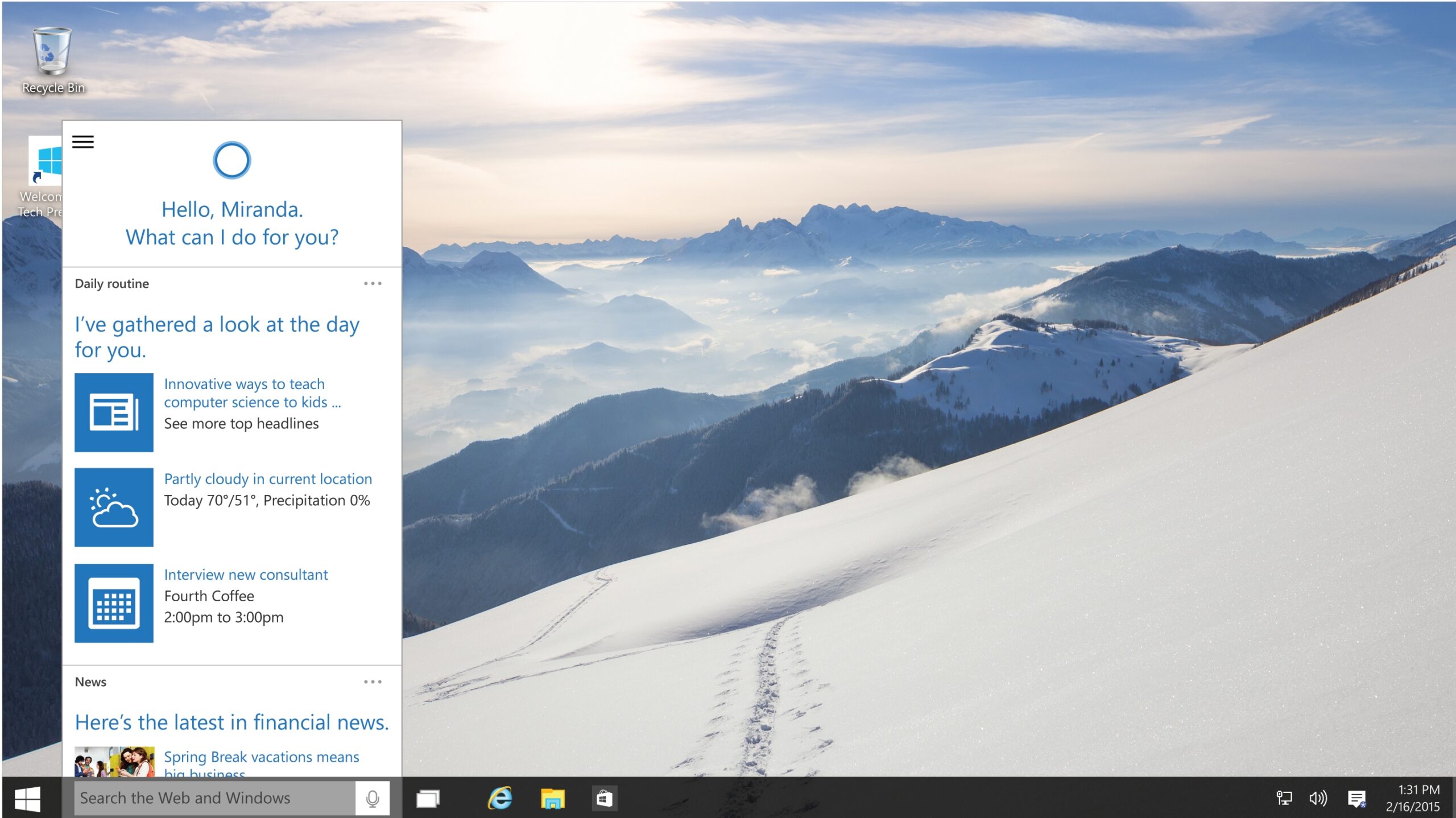 Windows 10 Cortana