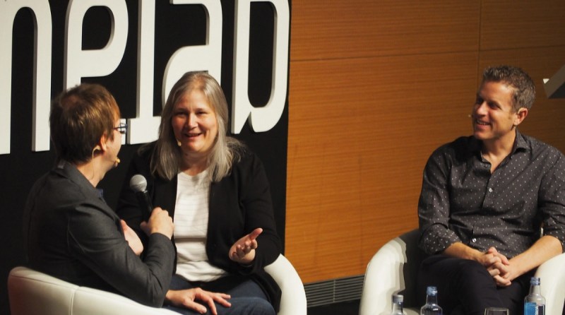 Mark Cerny, Amy Hennig and Geoff Keighley at Gamelab.