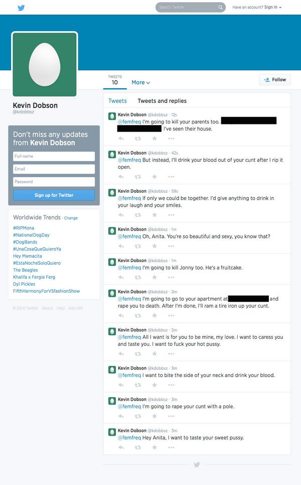 The redacted elements contain Anita Sarkeesian's personal information.