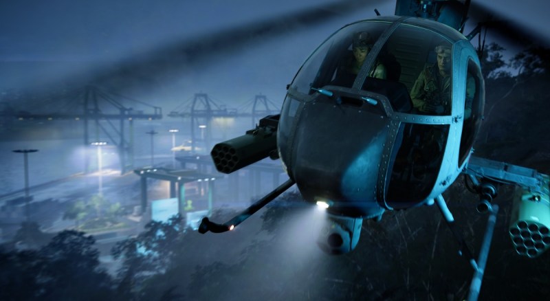 Battlefield 2042 features a pretty powerful-looking two-seat helicopter.
