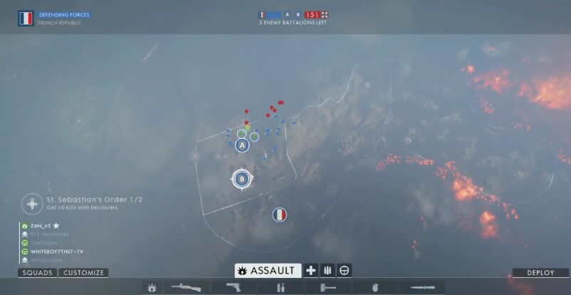 The battleground is scorched by fire in the Verdun Heights map.