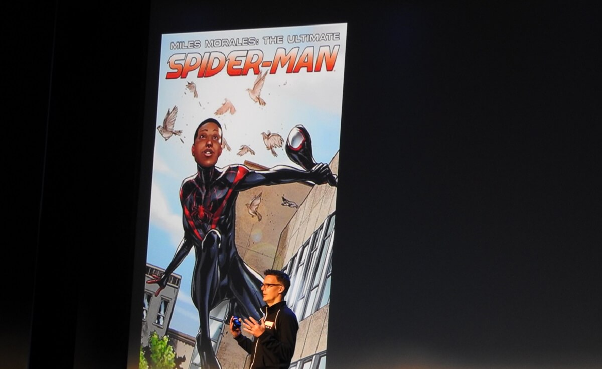 Bill Rosemann shows one of the diverse reimaginings of Spider-Man.