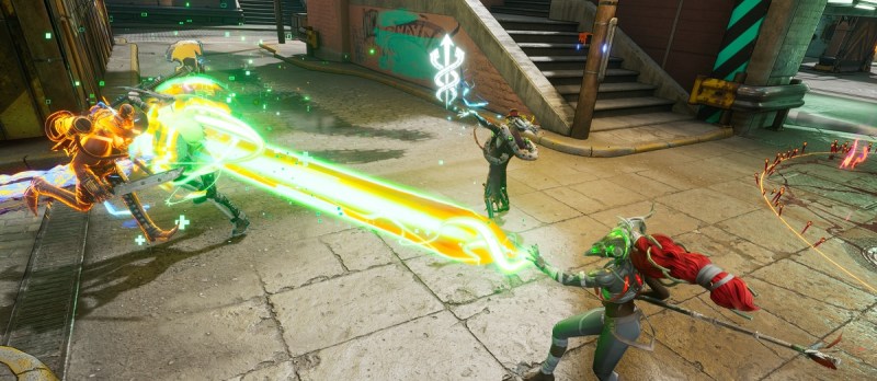 Fast action in Bleeding Edge.