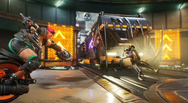 A chain of combat attacks in Bleeding Edge.