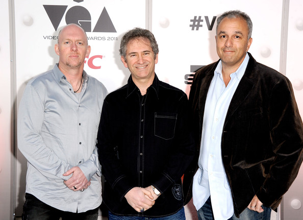 Blizzard founders (left to right) Frank Pearce, Mike Morhaime, and Allen Adham.