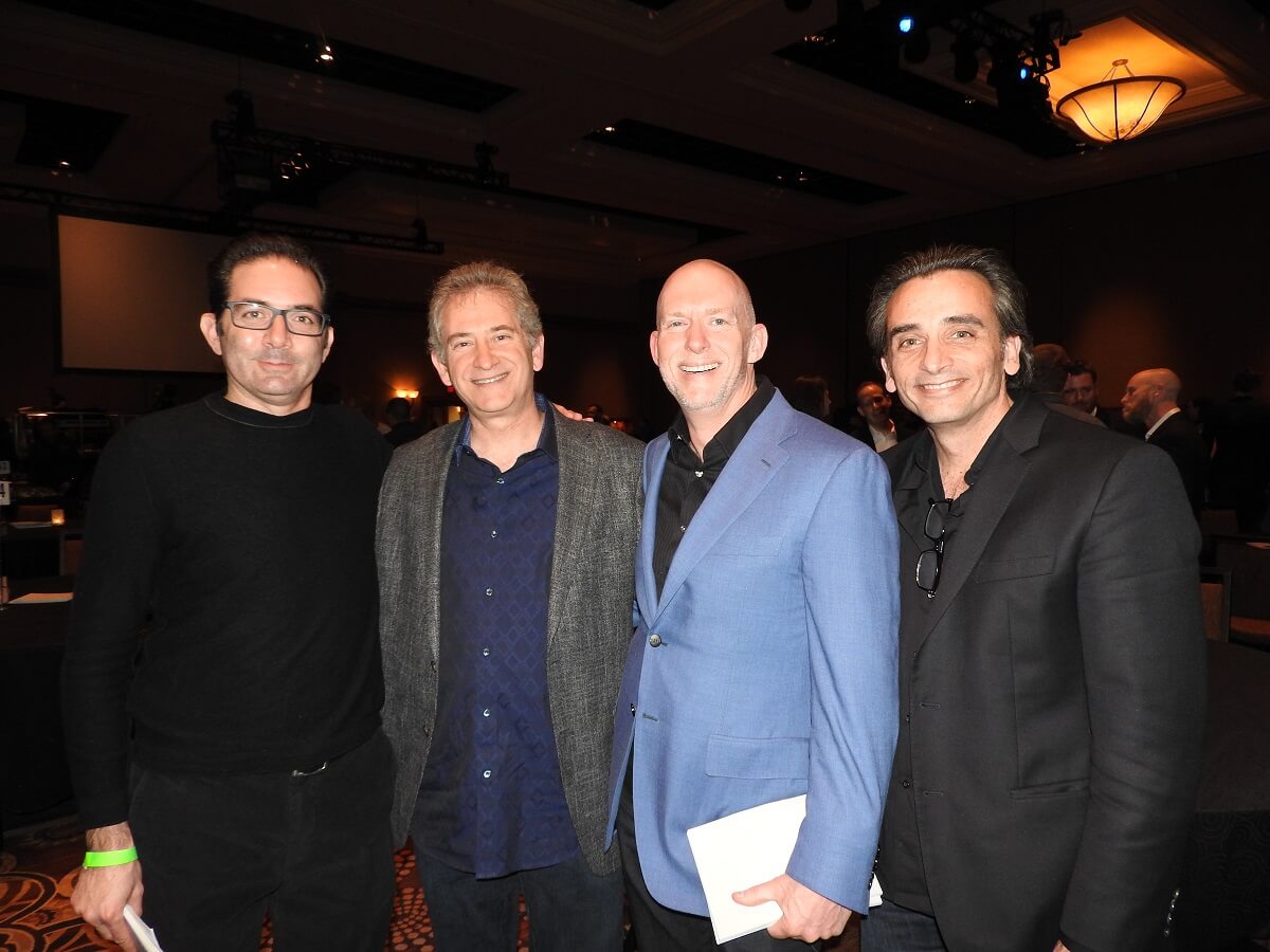 Blizzard leaders (left to right): Jeff Kaplan, Mike Morhaime, Frank Pearce, and Gio Hunt.