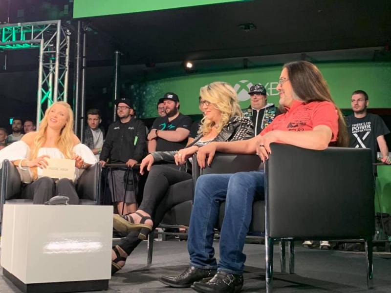 Brenda and John Romero at the Microsoft event at Gamescom 2019.